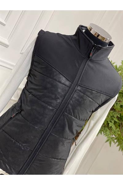 Faytesk Deri Yelek Siyah