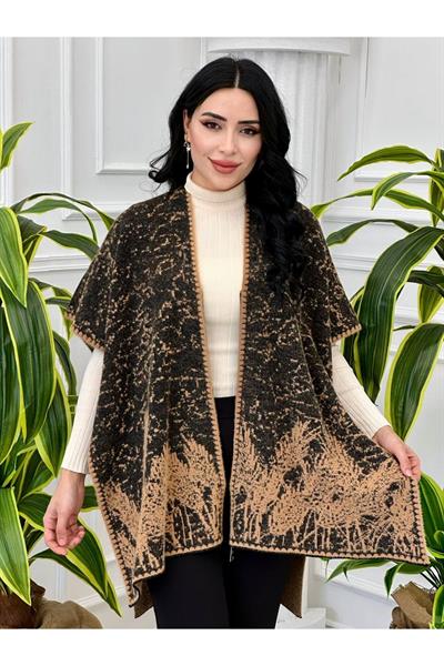Femuarlı Kısa Panço 18 Camel