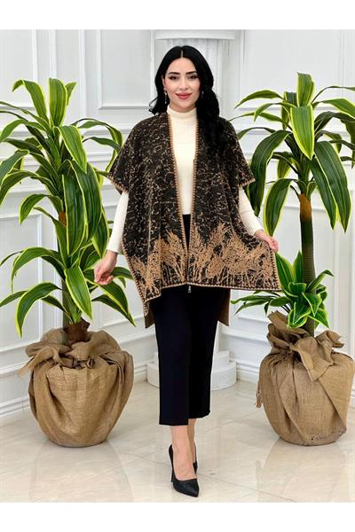 Femuarlı Kısa Panço 18 Camel