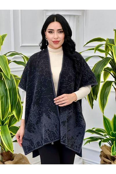 Femuarlı Kısa Panço 18 Gri