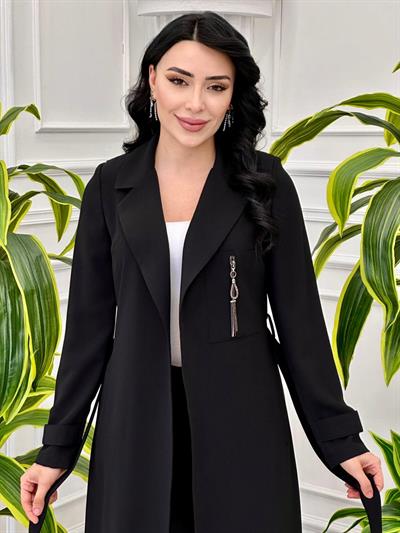Fermuar Detay Bağlamalı Giy Çık 3354 T-24 Siyah