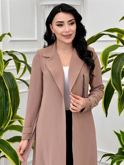 Fermuar Detay Bağlamalı Giy Çık 3354 T-24 Bej