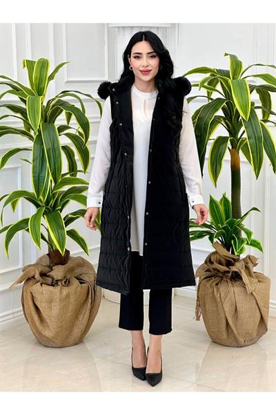 Fermuar Detay Şişme Yelek 7315 Siyah