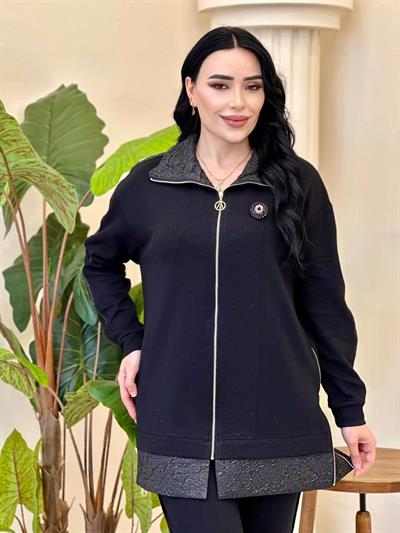 Fermuarlı Modal İkili Takım 25140 T-25 Siyah