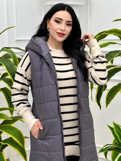 Fermuarlı Şişme Yelek 700 Gri