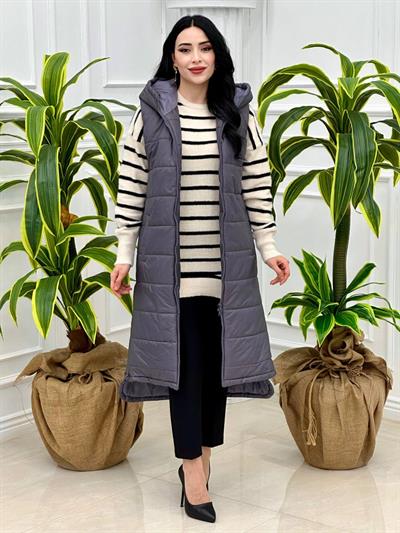 Fermuarlı Şişme Yelek 700 Gri