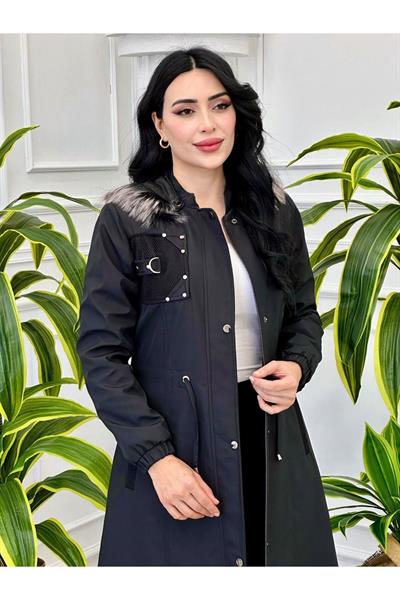 File Detay Parka Kaban 2027 Siyah