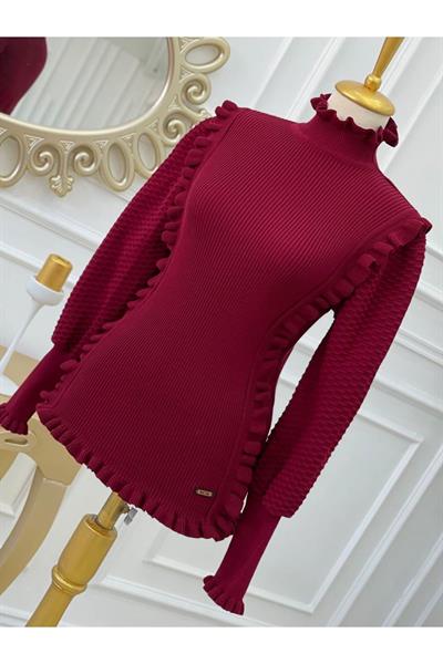 Fır Fır Detay Kazak 2235 Bordo