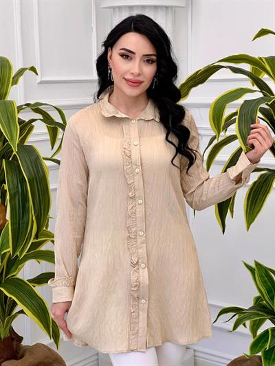 Fır Fır Detaylı Tunik Gömlek 5098 t-24 Bej