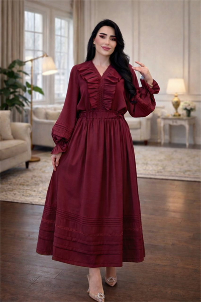 Fır Fır Fisto Detay Etekli Takım 5705 T-26 Bordo