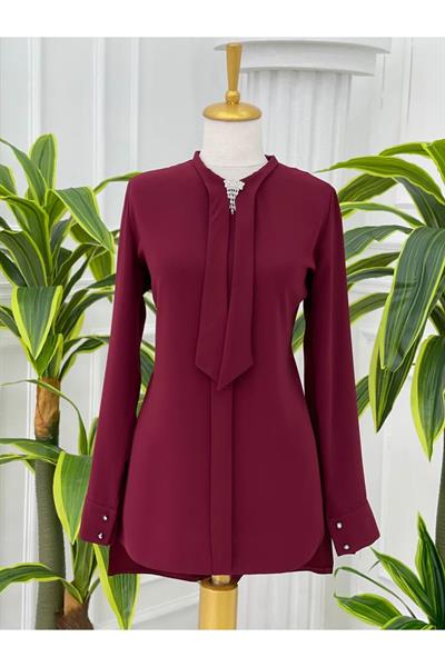 Fularlı Tunik 583 Bordo