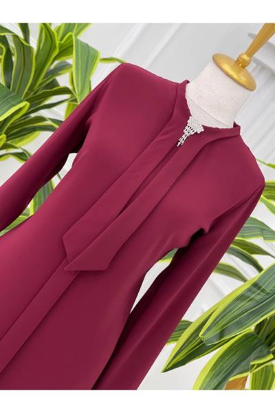 Fularlı Tunik 583 Bordo