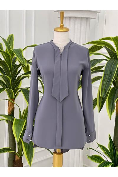 Fularlı Tunik 583 Gri