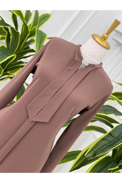 Fularlı Tunik 583 Kahverengi