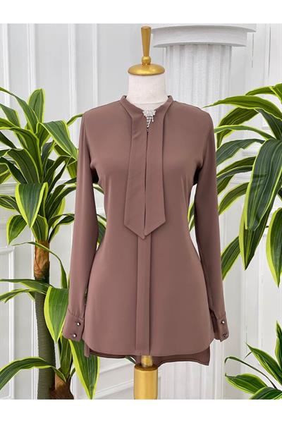 Fularlı Tunik 583 Kahverengi