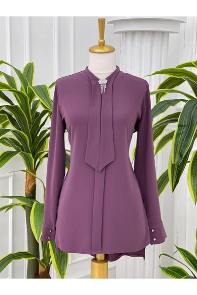 Fularlı Tunik 583 Leylak