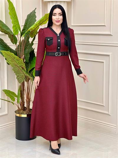 Garnili Kaz Ayagı Elbise 7007 t-24 Bordo