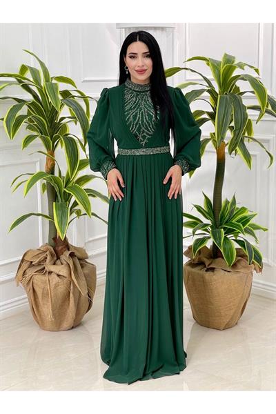 Gögüs İşleme Abiye 17925 Yeşil
