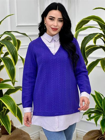 Gömlekli Tunik 7633-T24 Mor