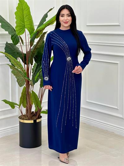 Güneş Taş İşleme Krep Elbise 1000 e-025 Saks