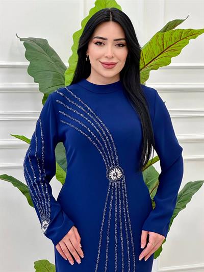 Güneş Taş İşleme Krep Elbise 1000 e-025 Saks