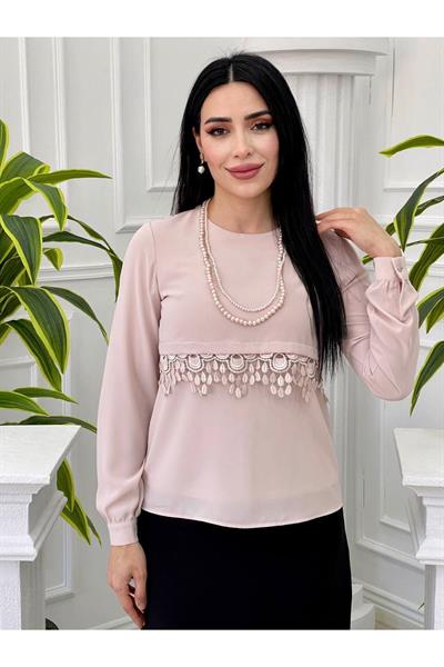 Güpür Detay Gömlek 6567 Taş
