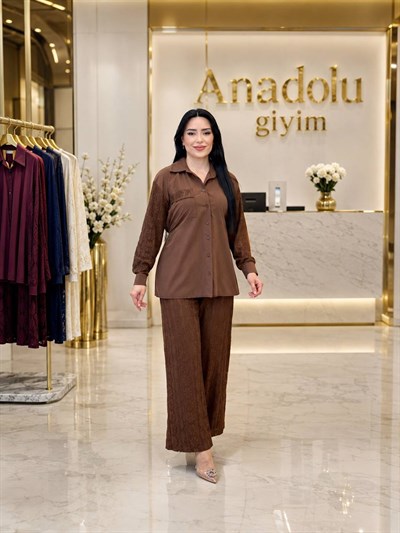 Güpür Pantolonlu Takım 1826 T-26 Kahverengi