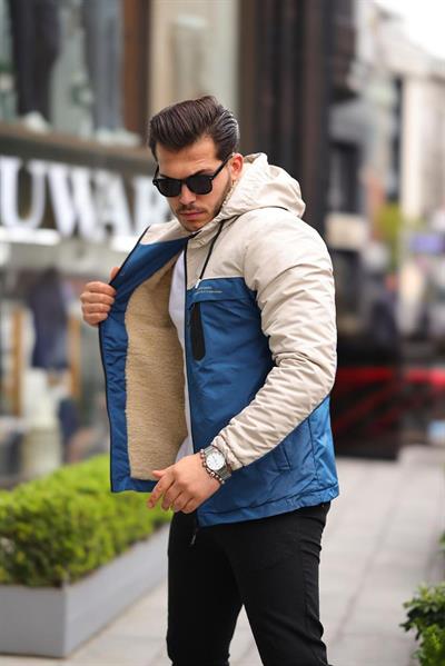 İçi Kürklü Yağmurluk Mont 1310 T-24 Bej Mavi