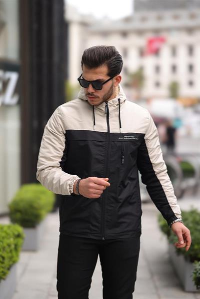 İçi Kürklü Yağmurluk Mont 1310 T-24 Bej Siyah