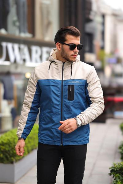 İçi Kürklü Yağmurluk Mont 1310 T-24 Bej Mavi