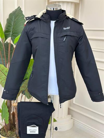 İçi Kürklü Yağmurluk Mont 1310 T-24 Siyah