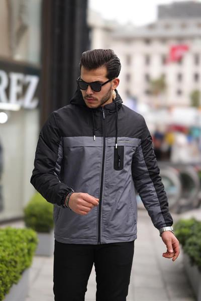 İçi Kürklü Yağmurluk Mont 1310 T-24 Siyah Antrasit