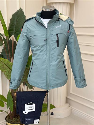 İçi Kürklü Yağmurluk Mont 1310 T-24 su mavisi