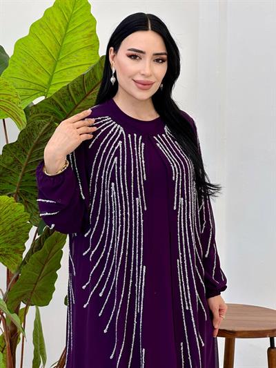 İçli Dışlı Abiye Anne Elbisesi 3010 Mor