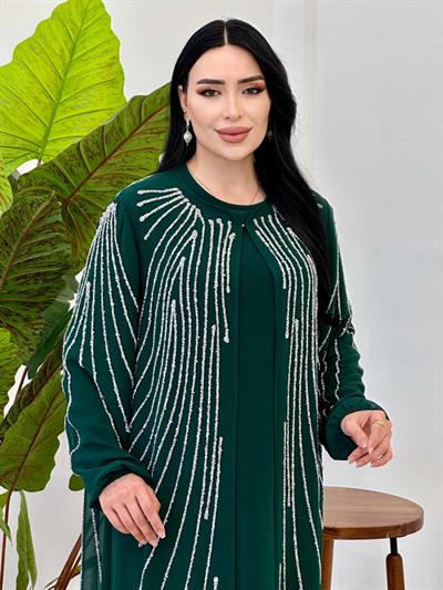 İçli Dışlı Abiye Anne Elbisesi 3010 Zümrüt Yeşil