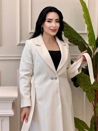 İki Düğme Kaşe Kaban 5092 t-24 Ekru