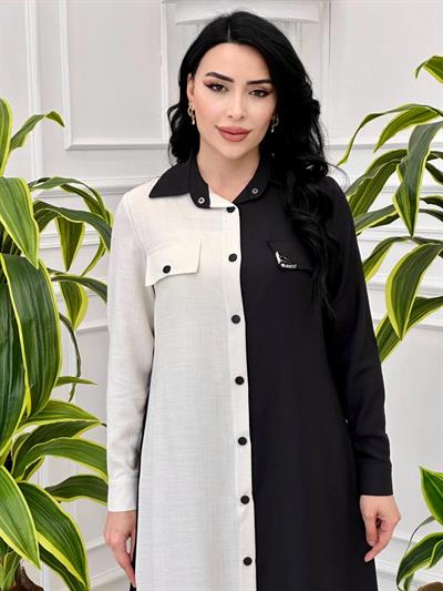İki Renk Tunikli Takım 6130 T-24 Siyah