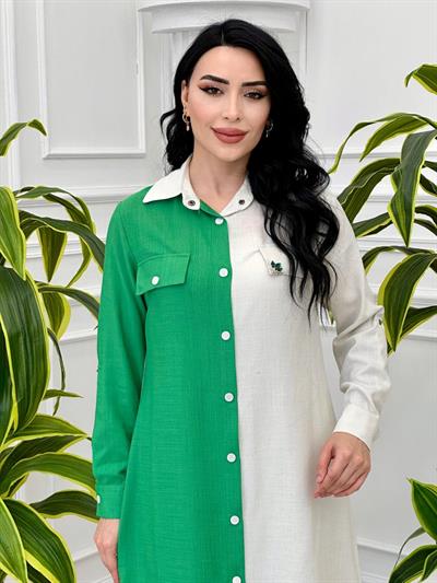 İki Renk Tunikli Takım 6130 T-24 Yeşil