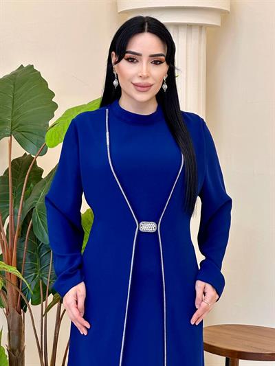 İkili Görünümlü Krep Elbise 925 T-24 Saks