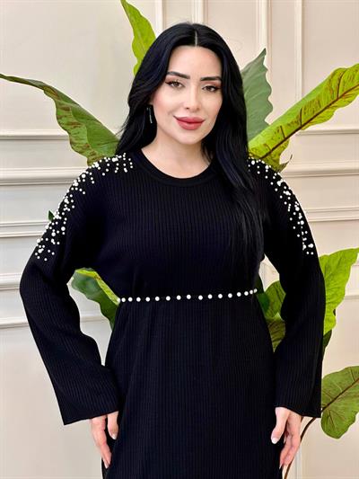 İnci Detay Triko Elbise 40898 t-24 Siyah