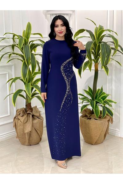 İnci İşleme Elbise 5109 Saks