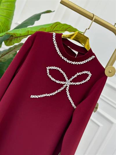 İri Taş İşleme Oyşo Tunik t-25 1007 Bordo