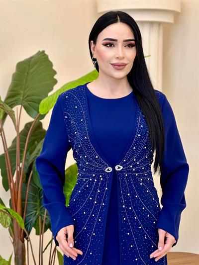 İşlemeli İkili Görünümlü Elbise 1025 e025 Saks