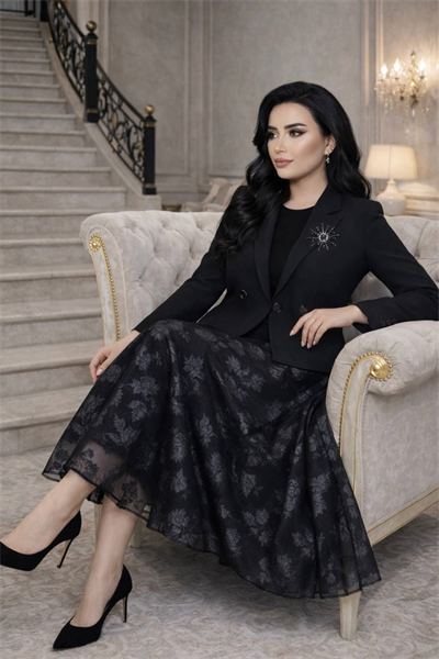 Jakar Etek Ceket Üçlü Takım 5024 T-26 Siyah