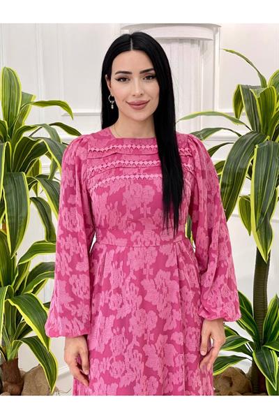 Kabartma Desen Elbise 1333 pembe