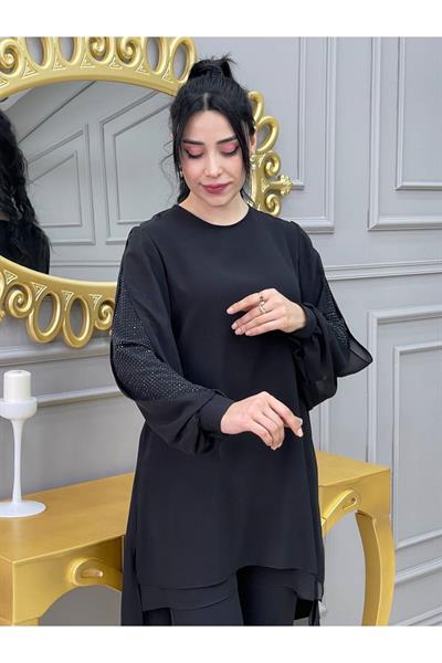 Kafes Kol Tunik Siyah