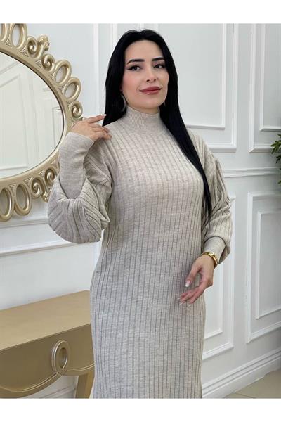 Kalın Fitilli Örme Elbise 123 Taş