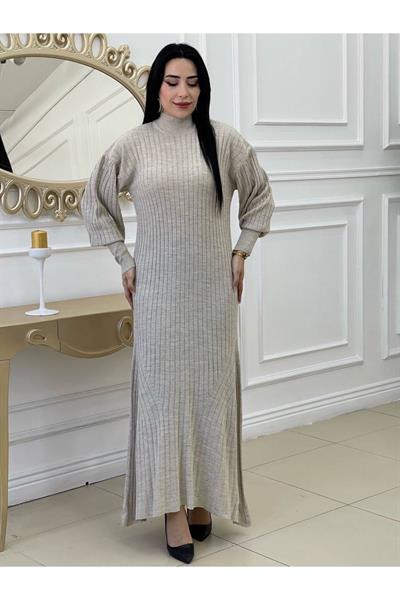 Kalın Fitilli Örme Elbise 123 Taş