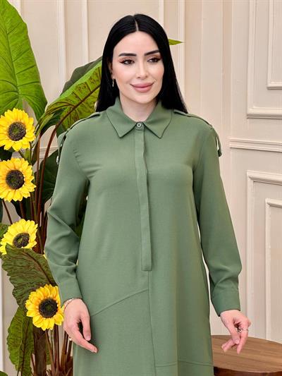 Kampanya Omuz Apolet Elbise 12501 E-025 Haki