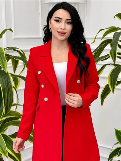 Kapak Detay Blazer Ceket 14519 T-24 Kırmızı